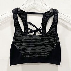 Soulcycle Lattice Back Black Grey Sports Bra